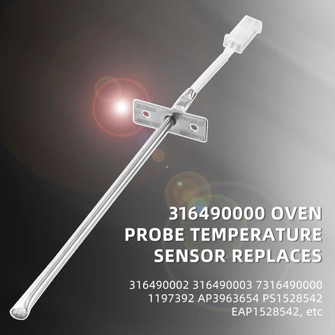 Upgraded 316490000 Oven Temperature Sensor Probe Replacement For Home Cooks With Stainless Steel Build Easy Install Accurate Temperature Readings For Bake And Roast Direct Fit For Easy Installation And Reliable Oven Performance 9.65-inch stainless steel probe