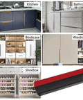 6 Pack Self Adhesive Drawer Pulls Black 5.9 Inch Back Mount Finger Edge Handles for Cabinets and Furniture Projects shown in use.