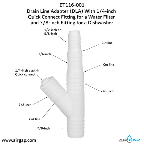 Drain Line Adapter With Quick Connect For Water Filter And Dishwasher Drain Hose No Hassle Install Easy For RO Systems