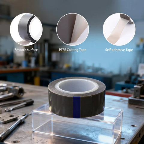 Heavy Duty PTFE Film Tape 0.8 Inch By 33 Ft High Temp 0.06mm Thick With Single Sided Adhesive displayed on a table