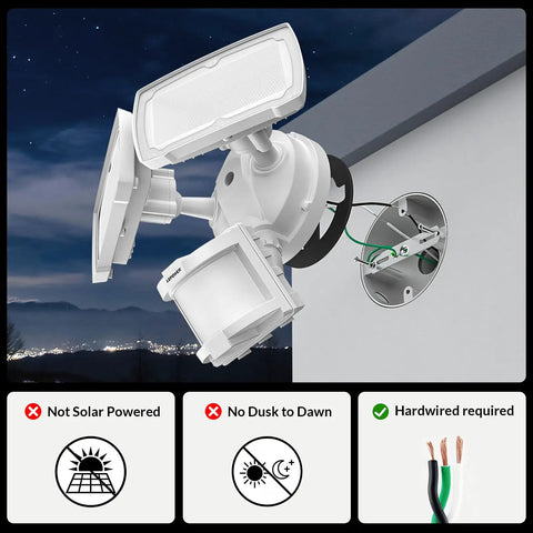 Built Different Hardwired Led Security Floodlights With Quick Motion Sensing Dropping Bright 40 Watt And 4000 Lumen Shine On Driveways Yards And Perimeters