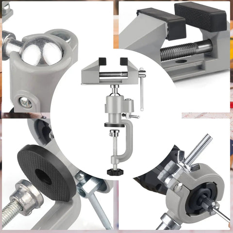 Two In One Universal Rotate 360 Degree Clamp On Vise With Drill And Grinder Holder for woodworking, sawing, DIY projects