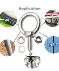Rock Solid M5 Eyebolts With Nuts And Washers 10 Pack Straight Up 304 Stainless Steel Metric shoulder ring bolt for rigging.