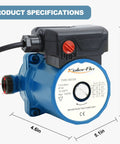 Front view of 115V Water Recirculating Pump For Home Water Heater System Three Speed Control Three Quarter Inch Inlet And Outlet.