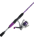 Jellyfish Spinning Reel And Fishing Rod Combo In Purple 5 Foot 6 Inch Medium Two Piece Glass Rod With Gel Tech Grip Integrated Bungee