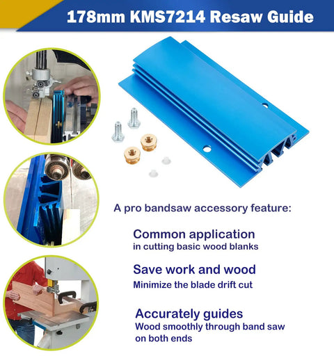 7 Inch Bandsaw Resaw Guide For 14 Inch Band Saws Pro Grade Narrow Cut Accessory For Precision Resawing shown in blue metal