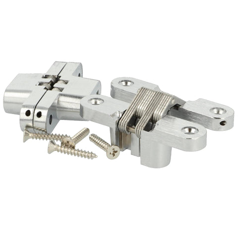 Invisible Zamak Cross Hinge Set Concealed 180 Degree Hinge With Stainless Steel Look Pack Of 2 Includes Screws