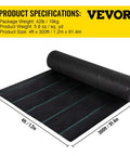 Heavy Duty Weed Barrier Fabric 4 By 300 Feet Woven Landscape Ground Cover For Gardens And Lawns Tough As Nails Weed Control Geotextile Mat Black Yard Shield For Sun And Rain.
