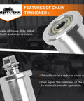 8mm Chain Tensioner With 1-3/4 Inch Roller for Baja Ct100u Ct100x and 97cc 100cc Mini Bikes, durable silver finish, features highlighted