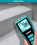 Pin Type Moisture Meter For Wood Walls Drywall Concrete And Paper With Digital LCD Readout Temperature In C F Hold Function Four Material Modes And Replacement Pins Included WM02 Pro Grade Handy Tool For Quick Accurate Readings. measuring concrete stairs with hold display