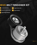 Serpentine Belt Drive Component Kit With Tensioner And Idler Pulley For 4.3L V6 Chevy GMC Engines Fits Express Silverado Savana And Sierra 2003 2014 38103 36299 Ready To Install, tensioner pulley close-up