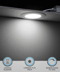 Slick Ultra Thin 4 Inch LED Recessed Light With Junction Box, Dimmable 5 Percent To 100 Percent, CRI90, 5000K Daylight, 810LM displayed lit