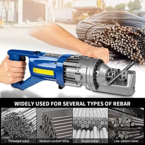 Heavy Duty Electric Rebar Cutter With 900W Pure Copper Motor Cuts Steel Rods Fast Portable Hydraulic Cut Off Machine for various types of rebar.