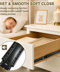 Buttery Smooth Soft Close Drawer Slides 8 Inch Full Extension Ball Bearing Side Mount Glides For Bedroom Dresser Cabinet Hardware visible in a softly closed drawer with towels.
