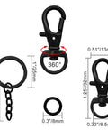 Chill Out With This Badass 150 Piece Black Swivel Snap Hook And Key Chain Kit showing 360-degree swivel black snap hook and key ring hardware.