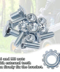 M6 and M8 screws and nuts from Two Pack Lawn Mower Deck Gauge Wheel Bracket Kit For 42 Inch Deck, Includes Two Brackets, Six Screws, Six Nuts, Replacement For 532181040 525509501, Durable PP, Antifriction, High Temp Resistance, Easy Install on grass background
