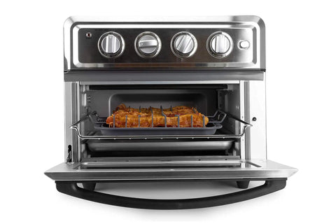 Stainless steel oven with chicken on Air Fryer Crisper Basket And Tray Set With Grease Catcher For Oil Free Even Cooking Nonstick Finish Healthier Frying 9x10 Inch Gray Includes Durable Tray And Basket For Quick Mess Free Meal Prep.