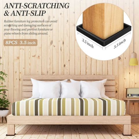 Top Shelf Rubber Furniture Coasters And Caster Cups Shield Hardwood Floors While Giving Your Couch Bed And Piano Legs A Ridiculously Firm Grip That Keeps The Whole Setup Tight Through Daily Life Pack Of 8 Black, displaying an anti-slip rubber cup for a bed post.