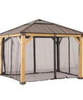 Replacement Mosquito Netting Panels For 11x13 Gazebo 4 Panel Screen Walls Water Resistant UV Protected Mesh installed on gazebo