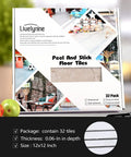 32 Pack Peel And Stick Vinyl Floor Tiles 12x12 Inches Waterproof Removable Flooring For Renters Beige Linoleum Look Easy Install Bathroom Kitchen Laminate Tile Covering, product packaging with tile image and features.