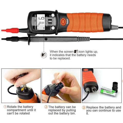 Compact Digital VOM Meter For DIYers And Auto Fixers Pen Sized Volt Meter battery replacement steps with digital display