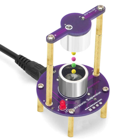 Ultrasonic Levitation Soldering Kit For Beginners A Hands On STEM Electronics DIY Practice Set To Learn Soldering Build A Sound Wave Floating Ball Experiment USB Powered Science And Engineering Project showing levitating balls over PCB setup