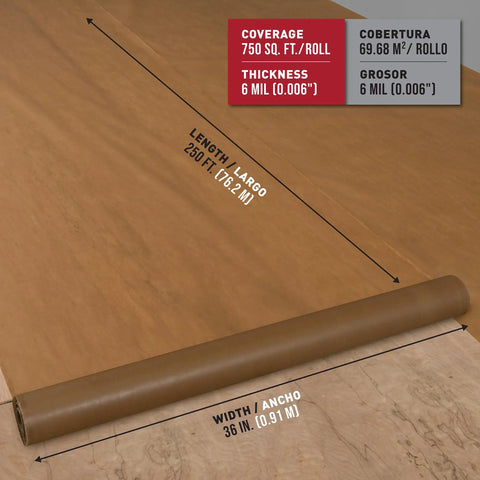 Waxed Paper Underlayment For Wood Flooring 3 Ft By 250 Ft Roll 750 Sq Ft 30 Lb Pro Grade Heavy Duty Kraft Paper Moisture Barrier