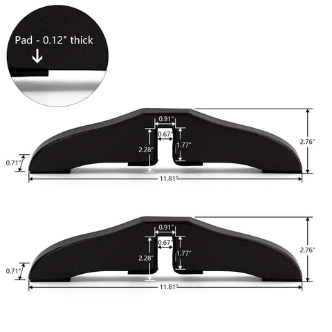 Espresso Wood Gate Support Feet For 0.75 Inch Thick Gates, 360 Degree Configurable Gate System with measurements and pad thickness