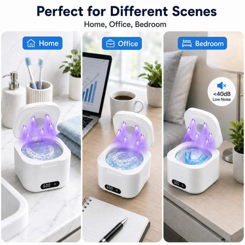 Retainer Cleaner With UV Light And 49kHz Ultrasonic Deep Cleaning Digital Timer 340ml Stainless Steel Tank in home, office, bedroom