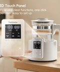 No Fuss Baby Bottle Warmer And Electric Kettle Featuring Ridiculously Fast Cool Down Fan Six Custom Temp Presets With Bright Lcd Screen, showing LED touch panel.