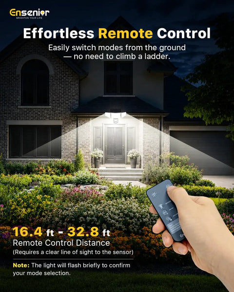 Weatherproof Solar Motion Sensor Flood Lights With Three Adjustable Heads And Smart Remote Control For Yard Security Featuring Four Game Changing Modes And No Sweat Setup Top Shelf Two Pack