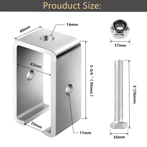 Heavy Duty 1-5/8 Inch Strut Channel Trolley Hanger Bracket Set Featuring High-Strength Solid Steel Construction With Cold Galvanized Finish For Superior Rust Resistance And Durable Performance On UNISTRUT Tracks Perfect For Hoists Sandbags Roller - product size and dimensions displayed.