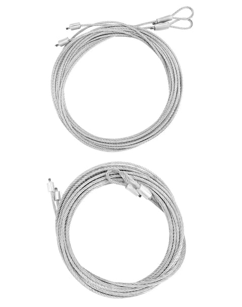 Heavy Duty Garage Door Cable And Pulley Replacement Kit With Two 3 Inch Stationary Pulleys And Two Galvanized Aircraft Cables 3/32 Inch And 1/8 Inch Diameter Plus 10 Fasteners Rust Resistant Steel For Overhead Sectional Doors