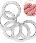 Close-up of 100 Pcs M8 Split Lock Spring Washers Made From 304 Stainless Steel For Screws, shown in hand and separate view.