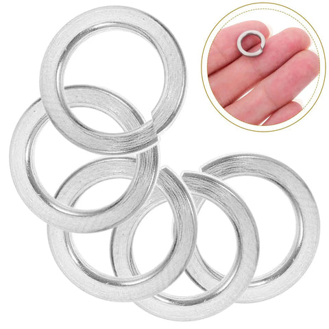 Close-up of 100 Pcs M8 Split Lock Spring Washers Made From 304 Stainless Steel For Screws, shown in hand and separate view.