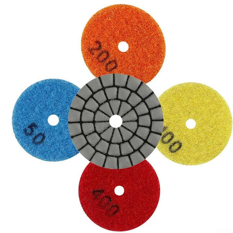 2 Inch Diamond Polishing Pads Kit For Granite Marble Concrete Quartz Stone Wet Or Dry Use Grit Range 50 To 400 4 Pad Set