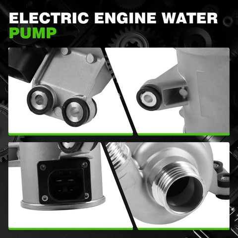 Electric Engine Water Pump For BMW 328i 335i 435i M2 X5 X6 3.0L Inline 6 2013 To 2019 close-up view showing connections and alloy design.