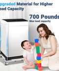 Beefed Up Stainless Steel Washing Machine Dolly Cart With Lockable Wheels 700 Lb Capacity supporting appliance and family scene