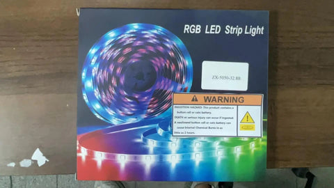 Packaging of 32.8Ft RGB LED Strip Lights For Bedroom With Music Sync 5050 Color Changing Tape Lights Remote And App Control
