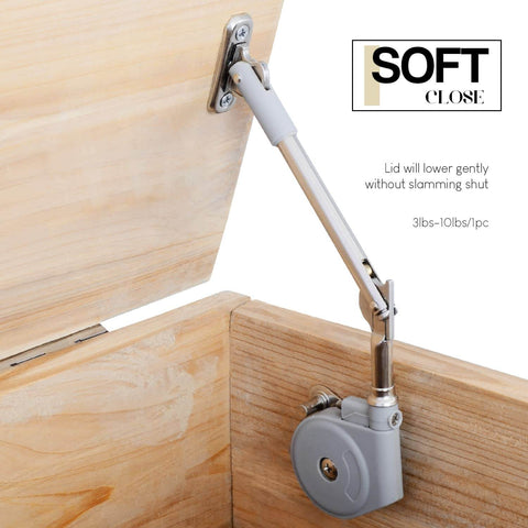 Lid Stay With Soft Close For Toy Box Lids And Upward Top Opening Doors 105 Degree Open Easy Install Lid Support for safe closing.
