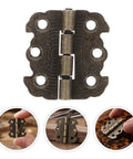 Mini Butterfly Hinges With 90 Degree Folding And Smooth Rotation Zinc Alloy 20 Pcs Vintage Bronze Engraved Pattern