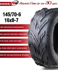 Go Kart Tire Set Four Front 145/70-6 And Rear 16x8-7 With Fox Like Directional Tread For Mud Snow And Sand 4 Ply Durable