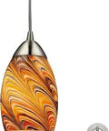 Mini Vortex Pendant Light 1 Light Satin Nickel Finish With Multicolor Glass Dope Transitional Ceiling Fixture For Modern Homes