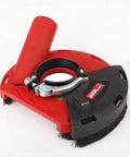 Dust Shroud for Angle Grinders 115mm 125mm with soft brush ring and red vacuum adaptor, fits Bosch, Makita, Ryobi, Dewalt, Craftsman