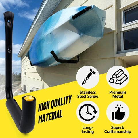 Heavy Duty Garage Storage Hooks Wall Mounted Rack For Hanging Ladders Bikes Kayaks Snowboards And Other Sports Gear Ultra Strong Tool Organizer For Garage Shop And Outdoor Use