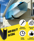 Heavy Duty Garage Storage Hooks Four Pack 120 Lb Capacity 15 Inch Wall Mounted Rack holding kayak on garage wall