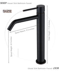 Oil Rubbed Bronze Vessel Sink Faucet With Pop Up Drain And Included Supply Lines Stainless Steel Vanity Faucet Single Hole 1 Handle Bathroom Faucet Lead Free SUS304, shown with dimensions