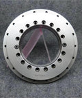 Yrt80 Slewing Ring Bearing 80mm Cross Roller Precision Rotary Table Bearing showing front view with mounting holes and polished finish.