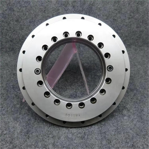 Yrt80 Slewing Ring Bearing 80mm Cross Roller Precision Rotary Table Bearing showing front view with mounting holes and polished finish.