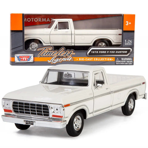 Ford F150 1979 Diecast Pickup 1 24 Scale Model Car With Opening Doors Detailed Interior Diecast Metal Construction Premium Rubber Tires White Finish All Star Toys Exclusive Great Gift For Collectors in a window box display